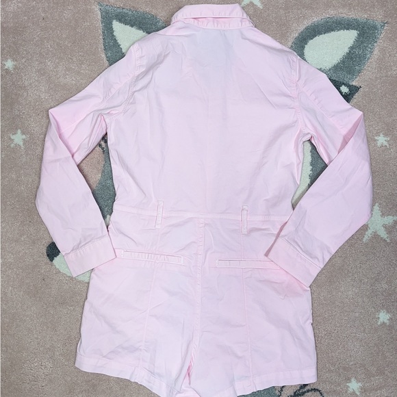 Veronica Beard pink button up shorts jumpsuit romper long sleeves - Picture 3 of 6
